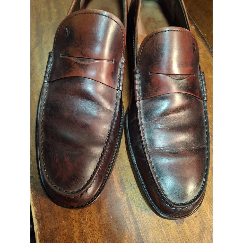 Tod's Men's Reddish Brown Leather Penny Loafer Driving Shoes 9.5 $895